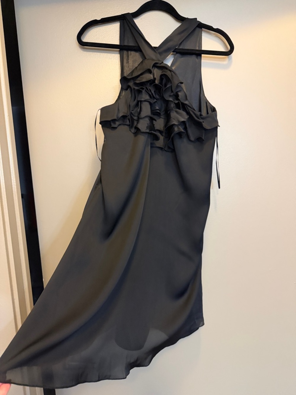 Express Black Ruffled-Back Midi Dress